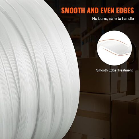 VEVOR Packaging Woven Cord Strapping Roll, 660' Length x 1/2" Width x 0.03" Thickness, 882 lbs Breaking Strength, Heavy Duty Banding Pallet Strap Coil, Portable Strong Banding Packing Straps, White in Saudi Arabia