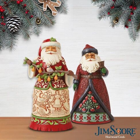 Enesco Jim Shore Heartwood Creek Worldwide Event Twelve Days of Christmas Santa Holding Pear Tree Branch Figurine, 9.33 Inch, Multicolor in Saudi Arabia