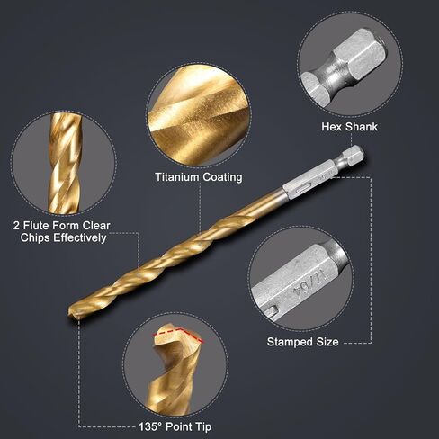 uxcell 29pcs Titanium Twist Drill Bit Set 1/16"- 1/2" Drilling Dia High Speed Steel Drills for Hardened Metal, Stainless Steel, Cast Iron, Wood, Plastic with Case in Saudi Arabia