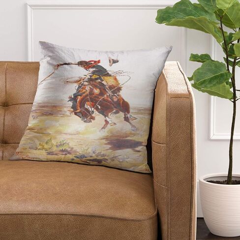 Emvency رمي غطاء وسادة قديم خمر الغرب المتوحش كاوبوي خالف الحصان كسوة وسائد للزينة ديكور المنزل مربع 20x20 بوصة المخدة in Kuwait
