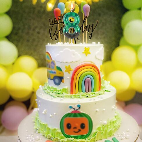 TNT Themed Birthday Candles for Cake, Green Number Birthday Candles Pixel Birthday Candles TNT Cake Toppers for Birthday Wedding Baby Shower Video Game Party Supplies Decoration (Number 8) in Saudi Arabia