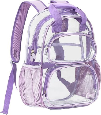 deli Clear Backpack for School, Heavy Duty PVC Transparent Bookbag for Boys and Girls, See Through Backpack for College Work Travel, Grey in Saudi Arabia