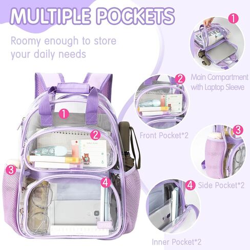 deli Clear Backpack for School, Heavy Duty PVC Transparent Bookbag for Boys and Girls, See Through Backpack for College Work Travel, Grey in Saudi Arabia