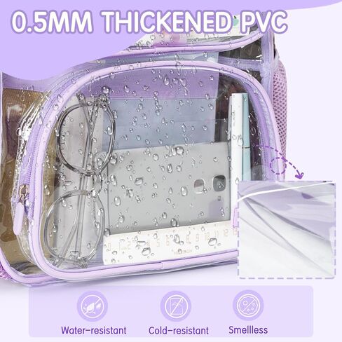 deli Clear Backpack for School, Heavy Duty PVC Transparent Bookbag for Boys and Girls, See Through Backpack for College Work Travel, Grey in Saudi Arabia