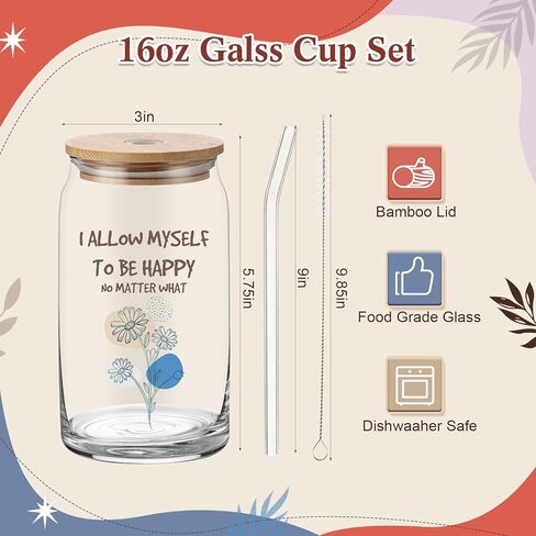8 قطع من هدايا الصحة العقلية للنساء، صندوق هدايا يومي للتأكيد يتضمن كوبًا زجاجيًا للتشجيع، بطاقة تأكيد إيجابية، شمعة عطرية كريستالية للشفاء من أجل اليقظة والتأمل والرصانة in Kuwait