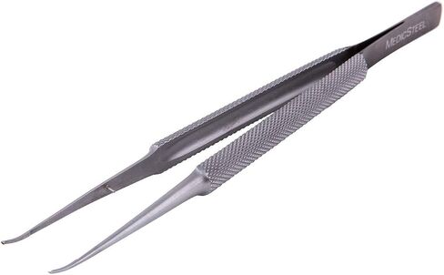 1X2 Microsurgical Tissue Dissecting Forceps Curved Diamond Dust Tips Pliers Stainless Steel Tweezers - 6 inch in Saudi Arabia