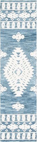 Safavieh Aspen Collection Runner Rug - 2'3" x 9', Navy & Ivory, Handmade Moroccan Boho Tribal Wool, Ideal for High Traffic Areas in Living Room, Bedroom (APN550N) in Saudi Arabia