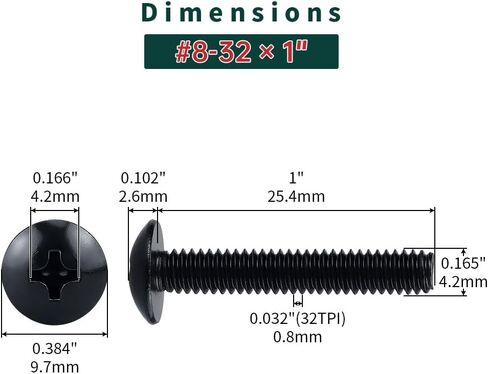 #8-32 × 1 "مسامير آلة رأس تروس غير قابلة للصدأ 50 قطعة، 18-8 (304) رأس تروس محرك فيليبس من الفولاذ المقاوم للصدأ، خيط كامل، مطلي بأكسيد أسود، Fayeploo (مع لقمة سائق فيليبس) in Saudi Arabia