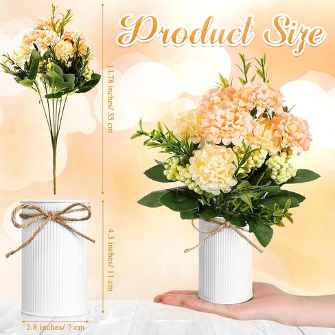 6 Sets Summer Fall Table Centerpieces Decor Artificial Hydrangeas with Vase and Hemp Rope Flowers Floral Arrangement Faux Flowers Fake Hydrangea Bouquets for Table Wedding Home Office Party in Saudi Arabia