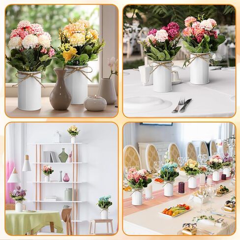 6 Sets Summer Fall Table Centerpieces Decor Artificial Hydrangeas with Vase and Hemp Rope Flowers Floral Arrangement Faux Flowers Fake Hydrangea Bouquets for Table Wedding Home Office Party in Saudi Arabia