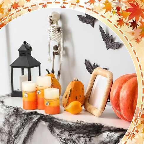مجموعة من 3 شموع عمودية معطرة، شموع عمودية مزخرفة، شموع معطرة ذات طبقات، شموع نظيفة تدوم طويلاً، شموع عمودية مع زخارف لغرفة الحفلات المنزلية، 3 أحجام (الخريف) in Kuwait