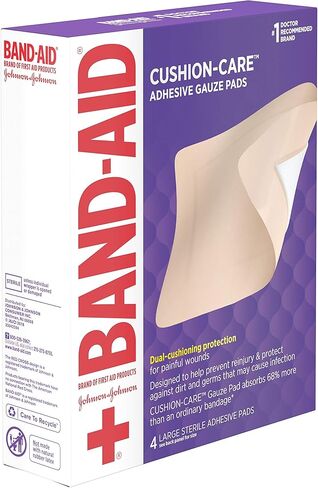 وسادة شاش لاصقة للعناية بالوسائد من ماركة Band-Aid للإسعافات الأولية، كبيرة، 4.5 بوصة × 5.5 بوصة، 4 قيراط in Kuwait