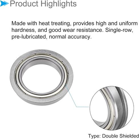 Deep Groove Ball Bearings, F6805ZZ Model 25mm x 37mm Diameter 7mm Thickness, Chrome Steel Double Shielded Bearings - (Applications: for Machinery & Equipment), 2-Pieces in Saudi Arabia