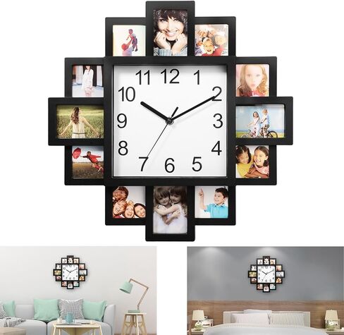 إطار الصورة على مدار الساعة صورة مجمعة 12 صورة عرض DIY ساعة الحائط Photowall الجدار شنقا ديكور المنزل - اصنع ساعة متعددة الصور الخاصة بك - بقعة الولايات المتحدة in Kuwait