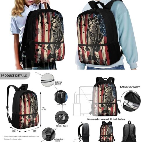 American Flag Deer Print School Backpack with Lunch Box Pencil Case 3 In 1 School Bag Book Bag for Kids Teen Boys Lager Capacity Student Bookbags Casual Shoulder Bags Daypack in Saudi Arabia