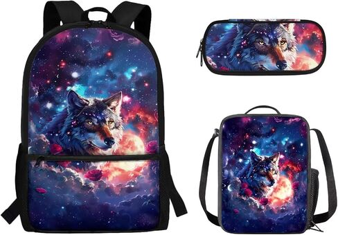 American Flag Deer Print School Backpack with Lunch Box Pencil Case 3 In 1 School Bag Book Bag for Kids Teen Boys Lager Capacity Student Bookbags Casual Shoulder Bags Daypack in Saudi Arabia