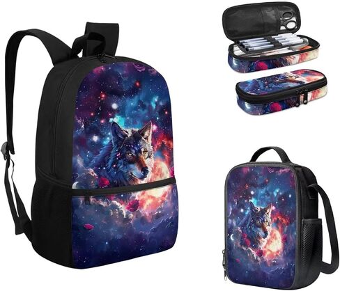 American Flag Deer Print School Backpack with Lunch Box Pencil Case 3 In 1 School Bag Book Bag for Kids Teen Boys Lager Capacity Student Bookbags Casual Shoulder Bags Daypack in Saudi Arabia
