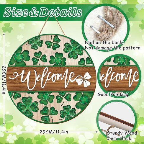 St. Patrick's Day Welcome Door Sign Clover Shamrock Wooden Hanging Sign Shamrock Welcome Door Hanger Sign for Irish Holiday Indoor Outdoor Home Farmhouse Wall Window Decor in Saudi Arabia