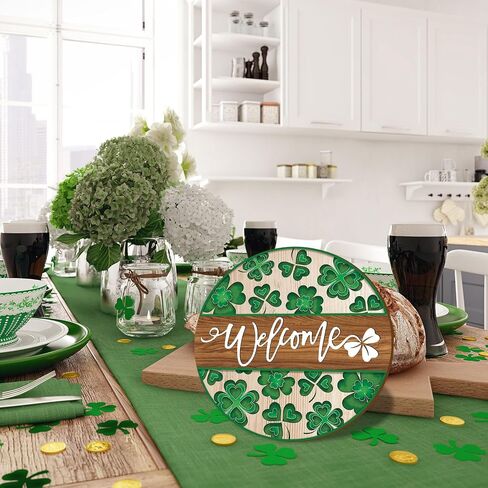 St. Patrick's Day Welcome Door Sign Clover Shamrock Wooden Hanging Sign Shamrock Welcome Door Hanger Sign for Irish Holiday Indoor Outdoor Home Farmhouse Wall Window Decor in Saudi Arabia