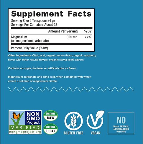 Natural Vitality Calm, Magnesium Citrate Supplement, Anti-Stress Drink Mix Powder, Gluten Free, Vegan, & Non-GMO, Raspberry Lemon, 4 oz in Kuwait