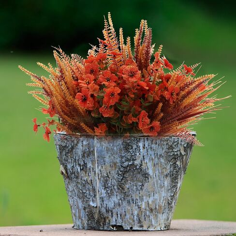 16 Bundles Artificial Fall Flowers Outdoor,No Fade Fake Plastic Flowers Mums, Faux Autumn Plants for Hanging Planters Outside Garden Porch Window Box Home Wedding Thanksgiving Decor (Orange Mixed) in Saudi Arabia