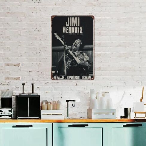 Dazkqbl Vintage Metal Signs: Jimi Aesthetic Hendrix Copenhagen Concert Poster, Retro Guitar Art - Ideal for Home Decor - 8x12 Inch Size - Unique Rock Gift for Him or Her in Saudi Arabia