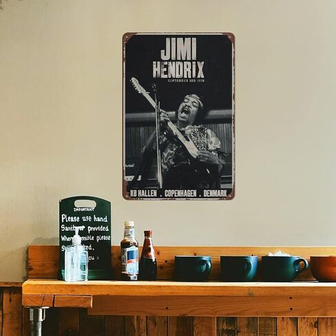 Dazkqbl Vintage Metal Signs: Jimi Aesthetic Hendrix Copenhagen Concert Poster, Retro Guitar Art - Ideal for Home Decor - 8x12 Inch Size - Unique Rock Gift for Him or Her in Saudi Arabia
