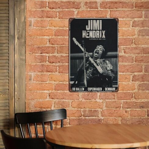 Dazkqbl Vintage Metal Signs: Jimi Aesthetic Hendrix Copenhagen Concert Poster, Retro Guitar Art - Ideal for Home Decor - 8x12 Inch Size - Unique Rock Gift for Him or Her in Saudi Arabia
