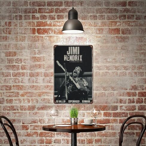 Dazkqbl Vintage Metal Signs: Jimi Aesthetic Hendrix Copenhagen Concert Poster, Retro Guitar Art - Ideal for Home Decor - 8x12 Inch Size - Unique Rock Gift for Him or Her in Saudi Arabia