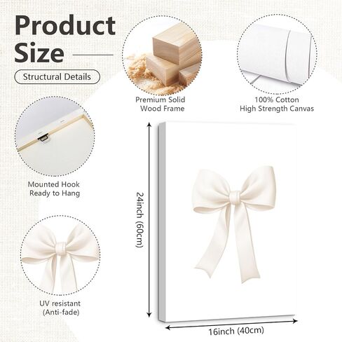 Bow Wall Art Decor Preppy Beige Bow Poster Girly Room Wall Art Prints Beige Bow Knot Wall Decor Coquette Room Picture Pastel Bow Poster for Nursery Girl Room 16x24 Inch Framed Set of 3 in Saudi Arabia