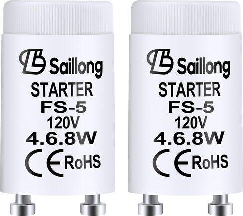 Saillong 2 Pack Upgraded Aluminum Housing Fluorescent Starter with 4-40W Preheat Fluorescent Lamps, CE Certified Fluorescent Tube Neon Starter Use in 110-130V (Compatible with FS-2) in Saudi Arabia