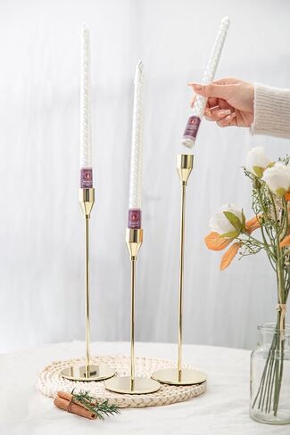 Aha Essential - Taper Candlestick Holders Set of 6 | Decorative Candlestick Holders for Home Decor, Wedding, Dinning, Parties, Anniversary, Bathroom - Candle Holders for Centerpiece (Champane Gold) in Saudi Arabia