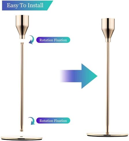 Aha Essential - Taper Candlestick Holders Set of 6 | Decorative Candlestick Holders for Home Decor, Wedding, Dinning, Parties, Anniversary, Bathroom - Candle Holders for Centerpiece (Champane Gold) in Saudi Arabia