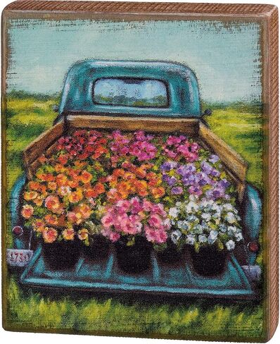 Primitives by Kathy Box Sign - 110175 Blue Truck with Flowers in Saudi Arabia