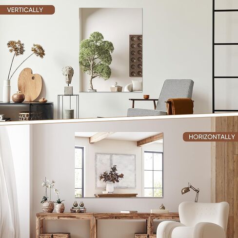 مرآة حمام بدون إطار من أنتوك، مرآة مستطيلة مثبتة على الحائط مقاس 24 بوصة × 36 بوصة للحمام، مرآة زينة بدون إطار لغرفة النوم والمدخل وغرفة المعيشة in Kuwait