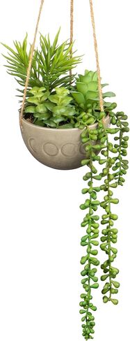 Fake Hanging Plants Mixed Fake Succulents Artificial Hanging Plants Realistic Hanging Succulent Fake Plants with Pot 15.7'' Faux Hanging Plants Indoor for Home Bedroom Porch Wall Window Sill Decor in Saudi Arabia