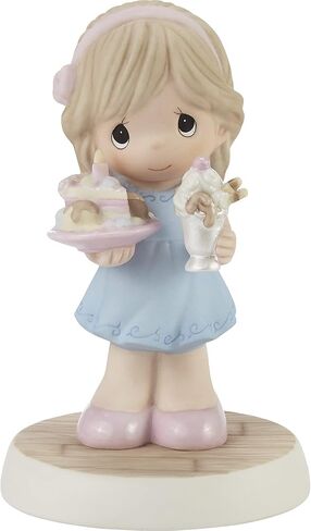 Precious Moments Birthday Figurine | Hoping Your Birthday is Extra Sweet Bisque Porcelain Figurine | Gift for Mom, Grandma, Daughter | Birthday Cake | Happy Birthday Figurine | Hand-Painted in Saudi Arabia