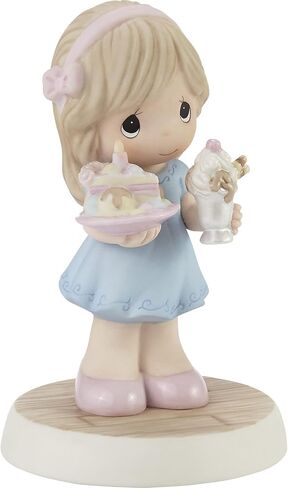 Precious Moments Birthday Figurine | Hoping Your Birthday is Extra Sweet Bisque Porcelain Figurine | Gift for Mom, Grandma, Daughter | Birthday Cake | Happy Birthday Figurine | Hand-Painted in Saudi Arabia