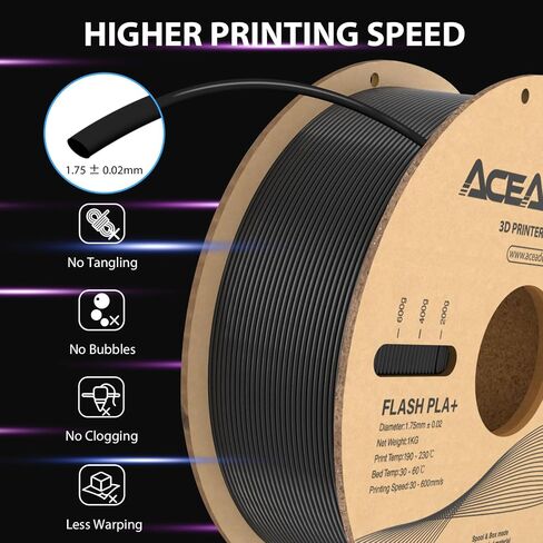 PLA+ Filament 1.75mm, Flash PLA High Speed 3D Printer Filament, Dimensional Accuracy +/- 0.02mm, 1kg(2.2lbs) Cardboard Spool 3D Printing Filament Fits for Most FDM 3D Printers (1kg Red) in Saudi Arabia