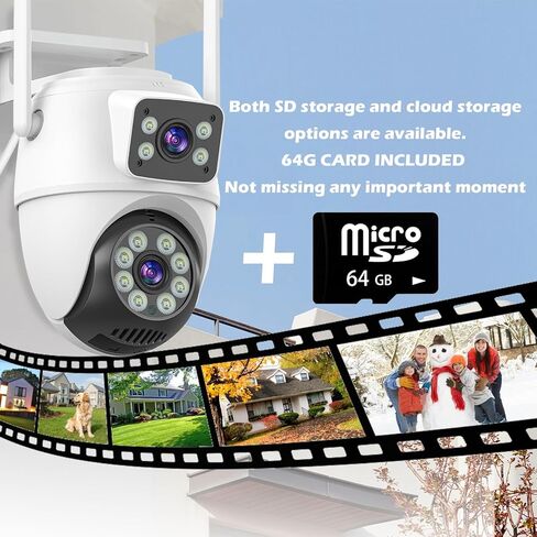 GUOANVISION Security Camera,Dual Lens Linkage Surveillance Camera Wireless Bluetooth 6MP PTZ Outdoor Camera,IP66 Waterproof,2.4G WiFi, Auto Tracking&Detection,Color Night Vision,Two-Way Audio in Saudi Arabia