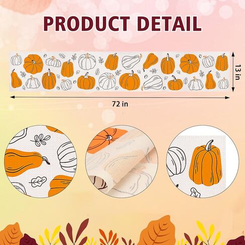 Lucleag Fall Table Runner, Fall Pumpkin Leaves Table Runner, Autumn Table Runner Thanksgiving Pumpkins Table Runner for Thanksgiving Fall Autumn Home Dining Table Decoration, 13x72 inch in Saudi Arabia