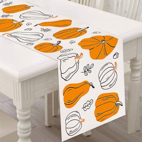 Lucleag Fall Table Runner, Fall Pumpkin Leaves Table Runner, Autumn Table Runner Thanksgiving Pumpkins Table Runner for Thanksgiving Fall Autumn Home Dining Table Decoration, 13x72 inch in Saudi Arabia