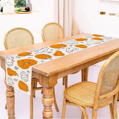Lucleag Fall Table Runner, Fall Pumpkin Leaves Table Runner, Autumn Table Runner Thanksgiving Pumpkins Table Runner for Thanksgiving Fall Autumn Home Dining Table Decoration, 13x72 inch in Saudi Arabia