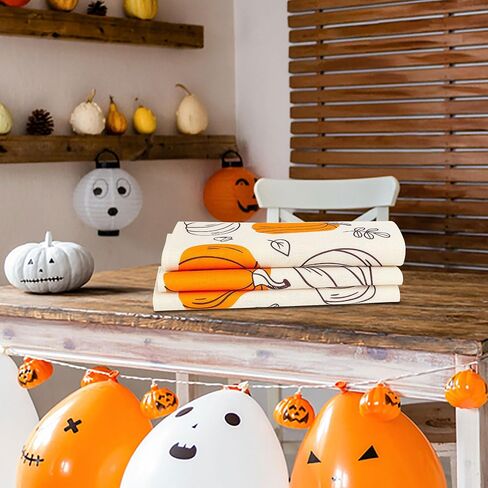 Lucleag Fall Table Runner, Fall Pumpkin Leaves Table Runner, Autumn Table Runner Thanksgiving Pumpkins Table Runner for Thanksgiving Fall Autumn Home Dining Table Decoration, 13x72 inch in Saudi Arabia