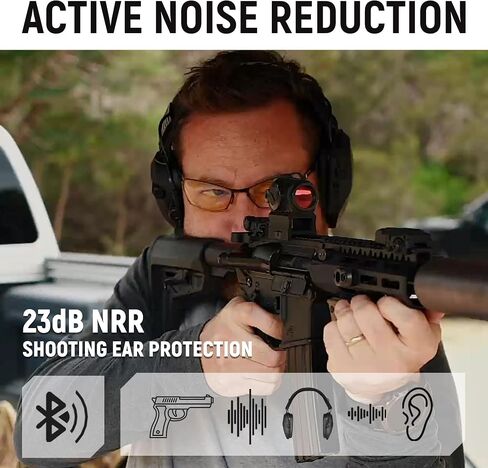 حماية إلكترونية للأذن، NRR 23dB، غطاء أذن فعال لتقليل الضوضاء مع تضخيم الصوت لنطاق البندقية، واقي الأذن لحماية السمع in Kuwait