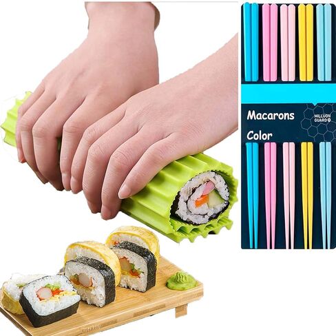Silicone Sushi Making Kit Sushi Mat Sushi Roller for Beginner Rice Rolling Mat Non Stick Japanese Reusable Sushi Plate Mat Homemade for Kitchen DIY Spam Musubi Mold in Saudi Arabia