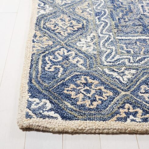 SAFAVIEH Aspen Collection Runner Rug - 2'3" x 7', Blue & Beige, Handmade Boho Wool, Ideal for High Traffic Areas in Living Room, Bedroom (APN275M) in Saudi Arabia