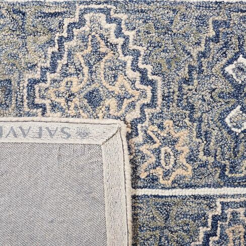 SAFAVIEH Aspen Collection Runner Rug - 2'3" x 7', Blue & Beige, Handmade Boho Wool, Ideal for High Traffic Areas in Living Room, Bedroom (APN275M) in Saudi Arabia