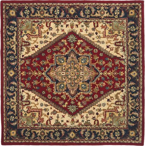 سجادة SAFAVIEH Heritage Collection مقاس 6 أقدام مربعة حمراء HG625A مصنوعة يدويًا من الصوف الشرقي الفاخر in Saudi Arabia