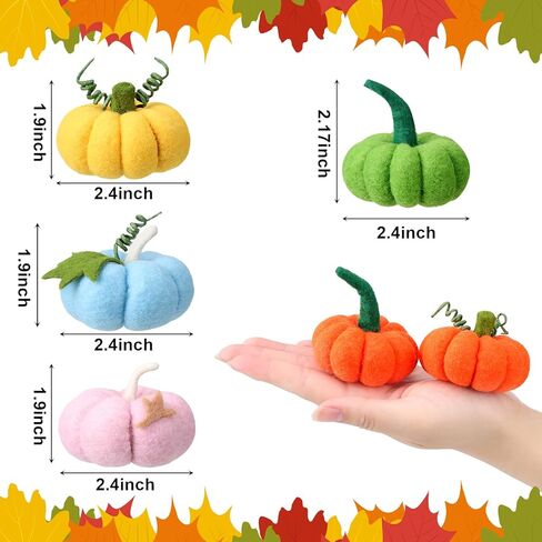 16 Pcs Fall Thanksgiving Small Felt Pumpkins Table Decor,Fabric Wool Pumpkin Crafts Table Centerpiece Pumpkins Harvest Tree Hanging Ornaments for Autumn Halloween Thanksgiving Farmhouse Décor in Kuwait
